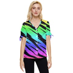 Bow Sleeve Button Up Top 