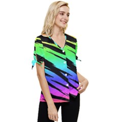 Bow Sleeve Button Up Top 