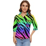 Rainbow Tiger Women s Quarter Sleeve Pocket Shirt