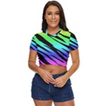 Rainbow Tiger Side Button Cropped Tee