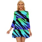 Rainbow Tiger Long Sleeve Babydoll Dress