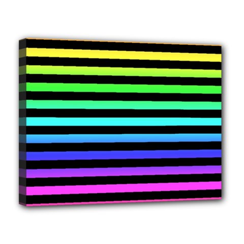Rainbow Stripes Canvas 14  x 11  (Stretched) from ArtsNow.com