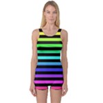 Rainbow Stripes One Piece Boyleg Swimsuit