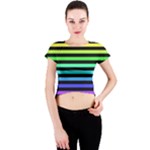 Rainbow Stripes Crew Neck Crop Top