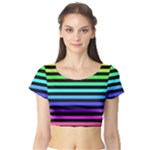 Rainbow Stripes Short Sleeve Crop Top