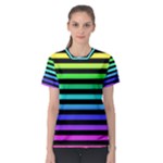 Rainbow Stripes Women s Sport Mesh Tee