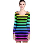 Rainbow Stripes Long Sleeve Bodycon Dress