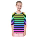Rainbow Stripes Kids  Quarter Sleeve Raglan Tee