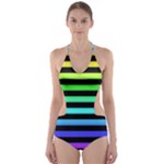 Rainbow Stripes Cut-Out One Piece Swimsuit