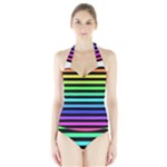 Rainbow Stripes Halter Swimsuit