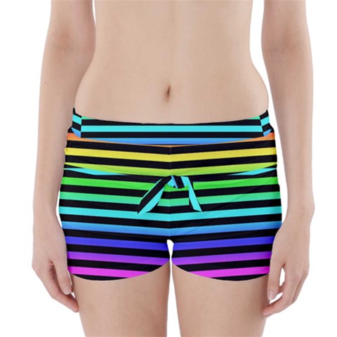 Rainbow Stripes Boyleg Bikini Wrap Bottoms from ArtsNow.com