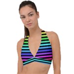 Rainbow Stripes Halter Plunge Bikini Top