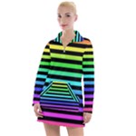 Rainbow Stripes Women s Long Sleeve Casual Dress