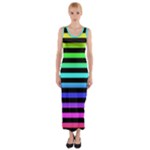 Rainbow Stripes Fitted Maxi Dress