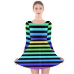Rainbow Stripes Long Sleeve Velvet Skater Dress