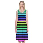 Rainbow Stripes Midi Sleeveless Dress