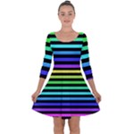 Rainbow Stripes Quarter Sleeve Skater Dress