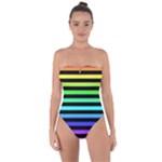 Rainbow Stripes Tie Back One Piece Swimsuit