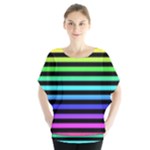 Rainbow Stripes Batwing Chiffon Blouse