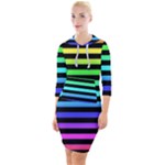 Rainbow Stripes Quarter Sleeve Hood Bodycon Dress
