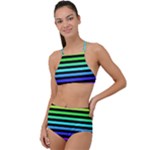Rainbow Stripes High Waist Tankini Set