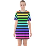 Rainbow Stripes Sixties Short Sleeve Mini Dress