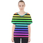 Rainbow Stripes V-Neck Dolman Drape Top