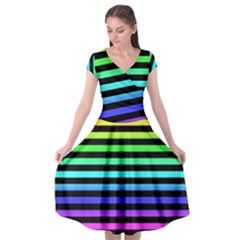 Rainbow Stripes Cap Sleeve Wrap Front Dress from ArtsNow.com