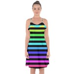 Rainbow Stripes Ruffle Detail Chiffon Dress
