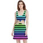 Rainbow Stripes Velvet Cutout Dress