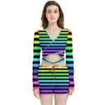 Rainbow Stripes Velvet Wrap Crop Top and Shorts Set