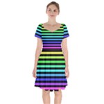 Rainbow Stripes Short Sleeve Bardot Dress