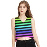 Rainbow Stripes V-Neck Cropped Tank Top