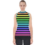 Rainbow Stripes Mock Neck Shell Top
