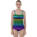 Rainbow Stripes Twist Front Tankini Set