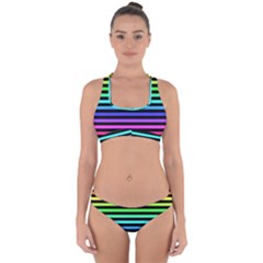 Rainbow Stripes Cross Back Hipster Bikini Set from ArtsNow.com