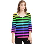 Rainbow Stripes Chiffon Quarter Sleeve Blouse