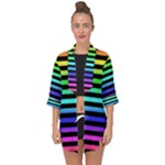 Rainbow Stripes Open Front Chiffon Kimono