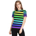 Rainbow Stripes Women s Short Sleeve Rash Guard
