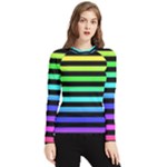 Rainbow Stripes Women s Long Sleeve Rash Guard