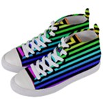 Rainbow Stripes Women s Mid-Top Canvas Sneakers