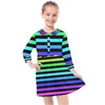 Rainbow Stripes Kids  Quarter Sleeve Shirt Dress