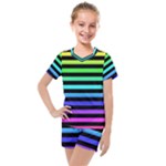 Rainbow Stripes Kids  Mesh Tee and Shorts Set