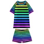 Rainbow Stripes Kids  Swim Tee and Shorts Set