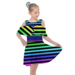 Rainbow Stripes Kids  Shoulder Cutout Chiffon Dress