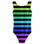 Rainbow Stripes Kids  Cut-Out Back One Piece Swimsuit