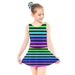 Rainbow Stripes Kids  Skater Dress Swimsuit