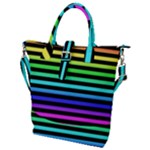 Rainbow Stripes Buckle Top Tote Bag