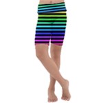 Rainbow Stripes Kids  Lightweight Velour Cropped Yoga Leggings