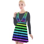 Rainbow Stripes Plunge Pinafore Velour Dress